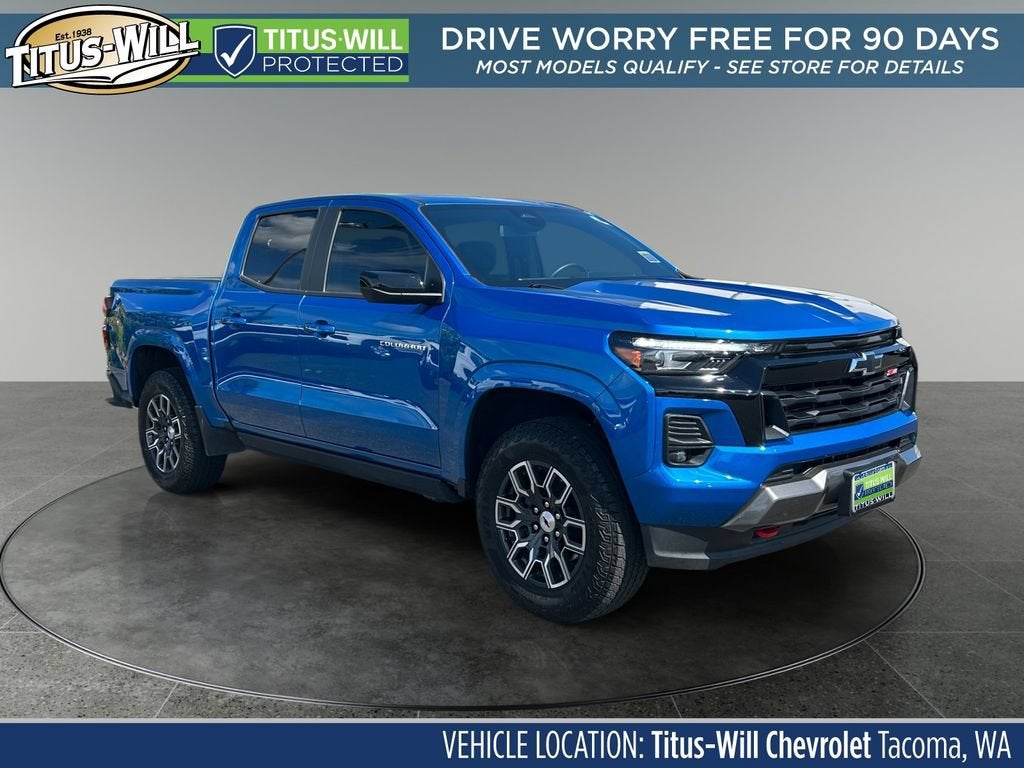 2024 Chevrolet Colorado Z71 in Glacier Blue Metallic — front three-quarter view