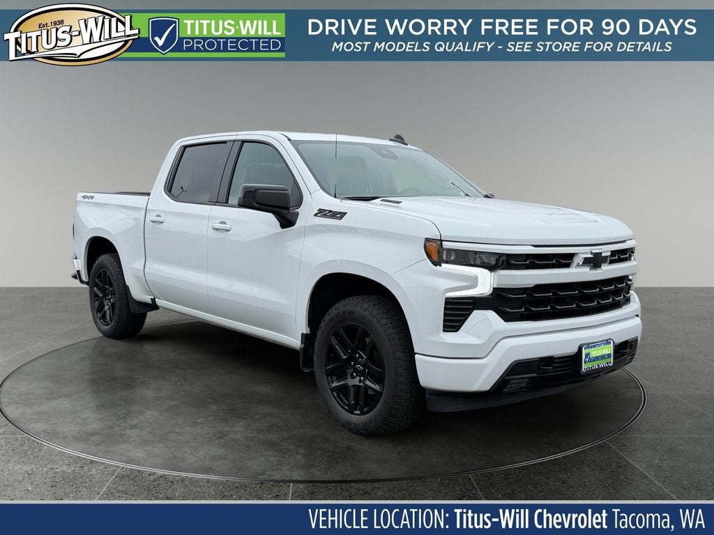 2025 Chevrolet Silverado 1500 RST in Summit White — front three-quarter view