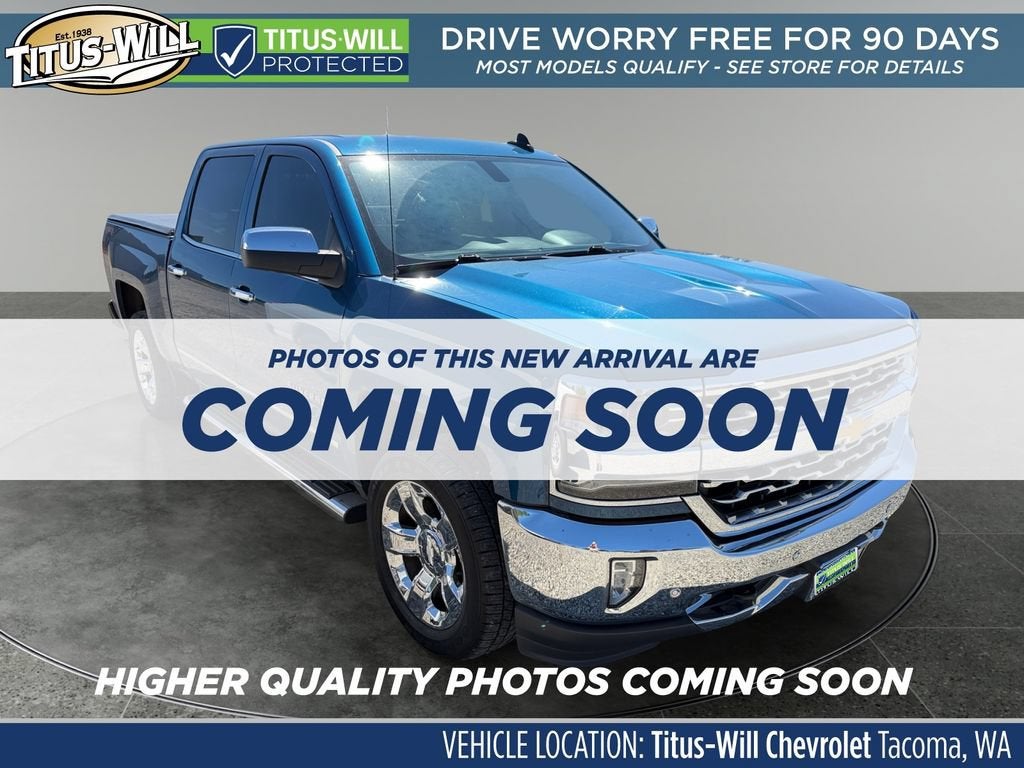 2018 Chevrolet Silverado 1500 LTZ in Deep Ocean Blue Metallic — front three-quarter view