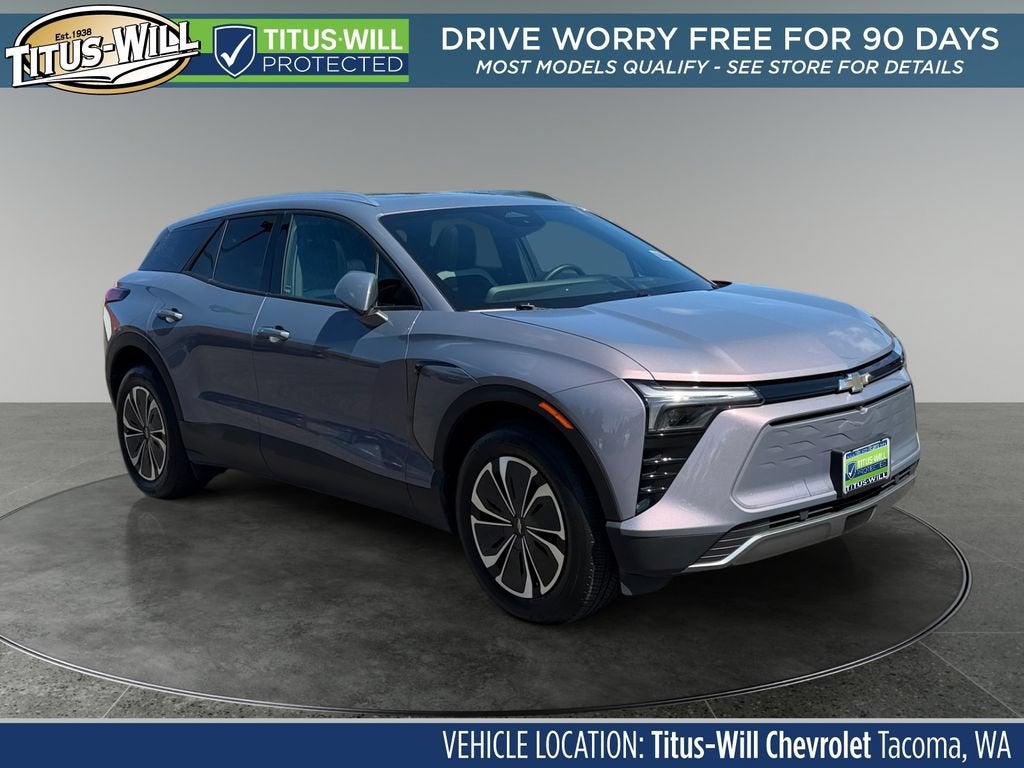 2024 Chevrolet Blazer EV LT in Galaxy Gray Metallic — front three-quarter view