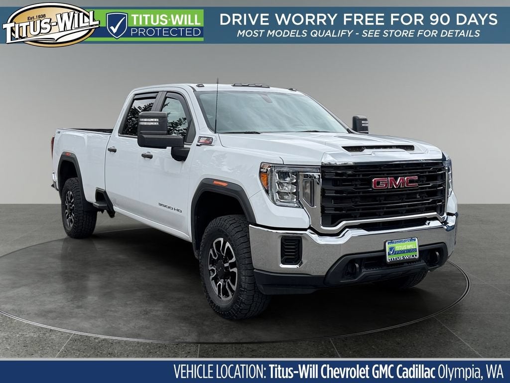 2020 GMC Sierra 3500 HD 4WD Crew Cab Long Bed in Summit White — front three-quarter view