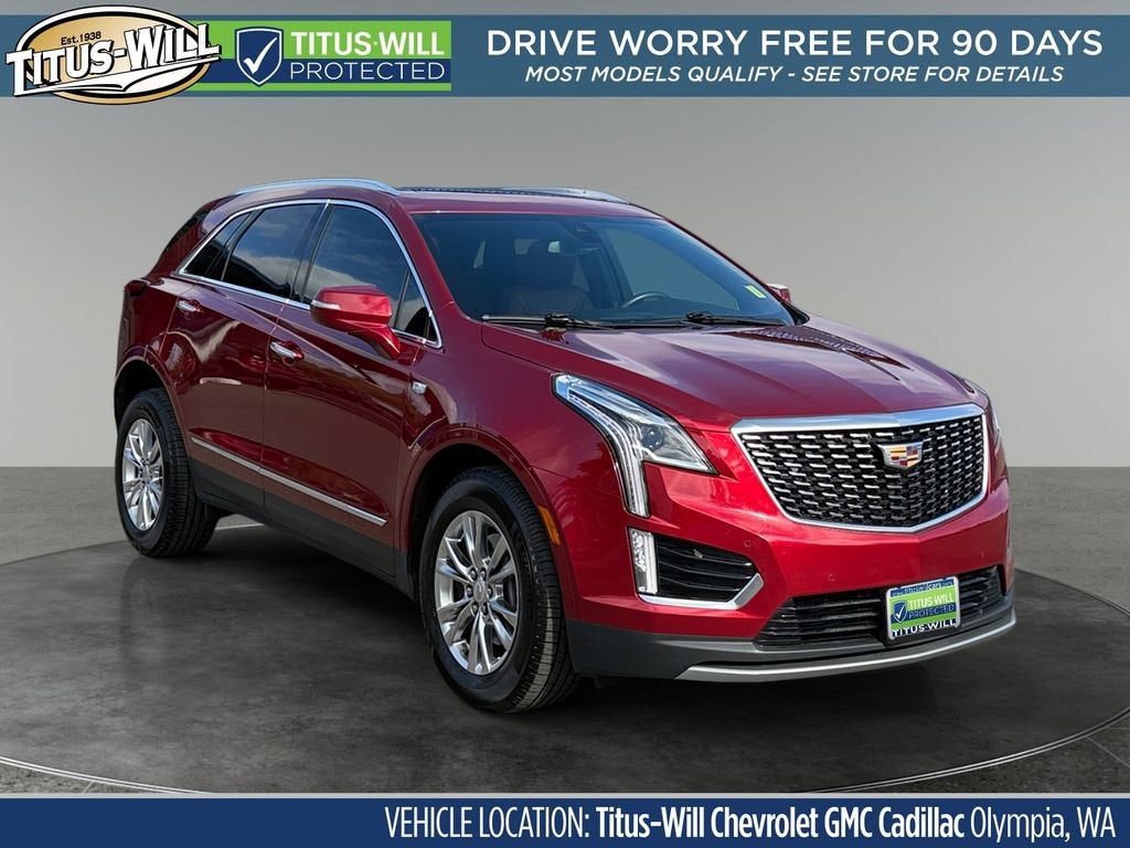 2020 Cadillac XT5 Premium Luxury AWD in Red Horizon Tintcoat — front three-quarter view