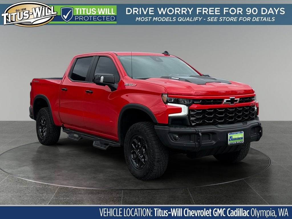 2024 Chevrolet Silverado 1500 ZR2 in Red Hot — front three-quarter view