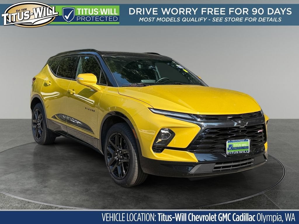 2024 Chevrolet Blazer RS in Nitro Yellow Metallic — front three-quarter view