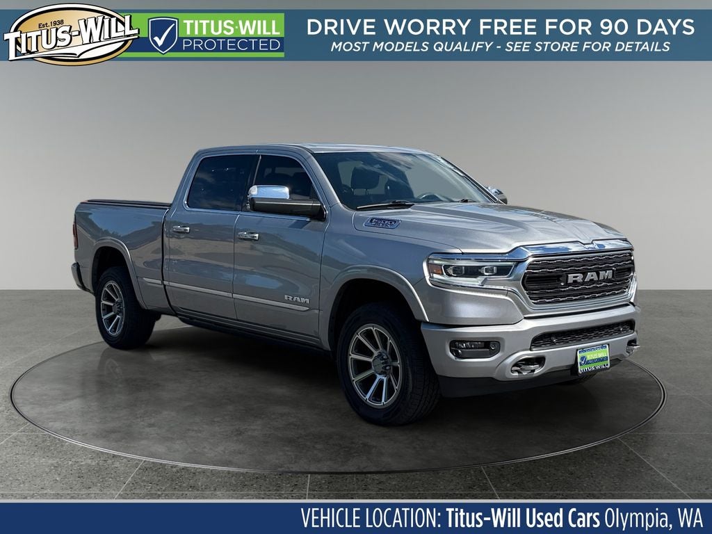 2019 RAM 1500 Limited in Billet Silver Metallic Clearcoat — front three-quarter view