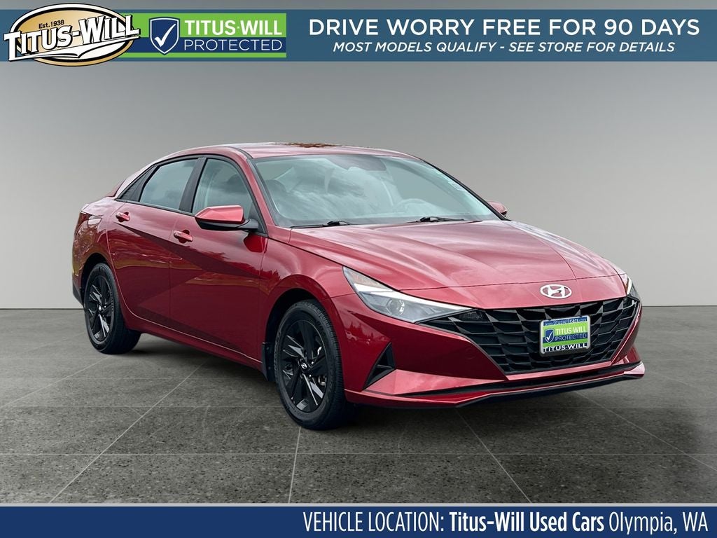 2023 Hyundai ELANTRA SEL in Ultimate Red — front three-quarter view