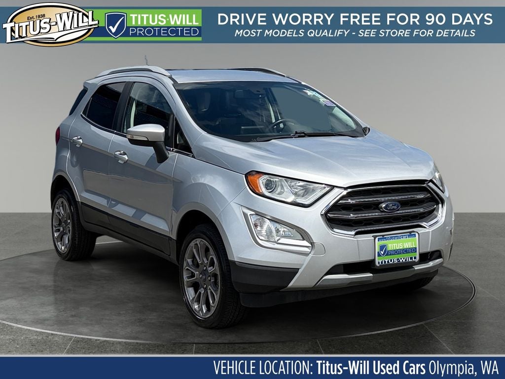 2019 Ford EcoSport Titanium in Silver Metallic — front three-quarter view