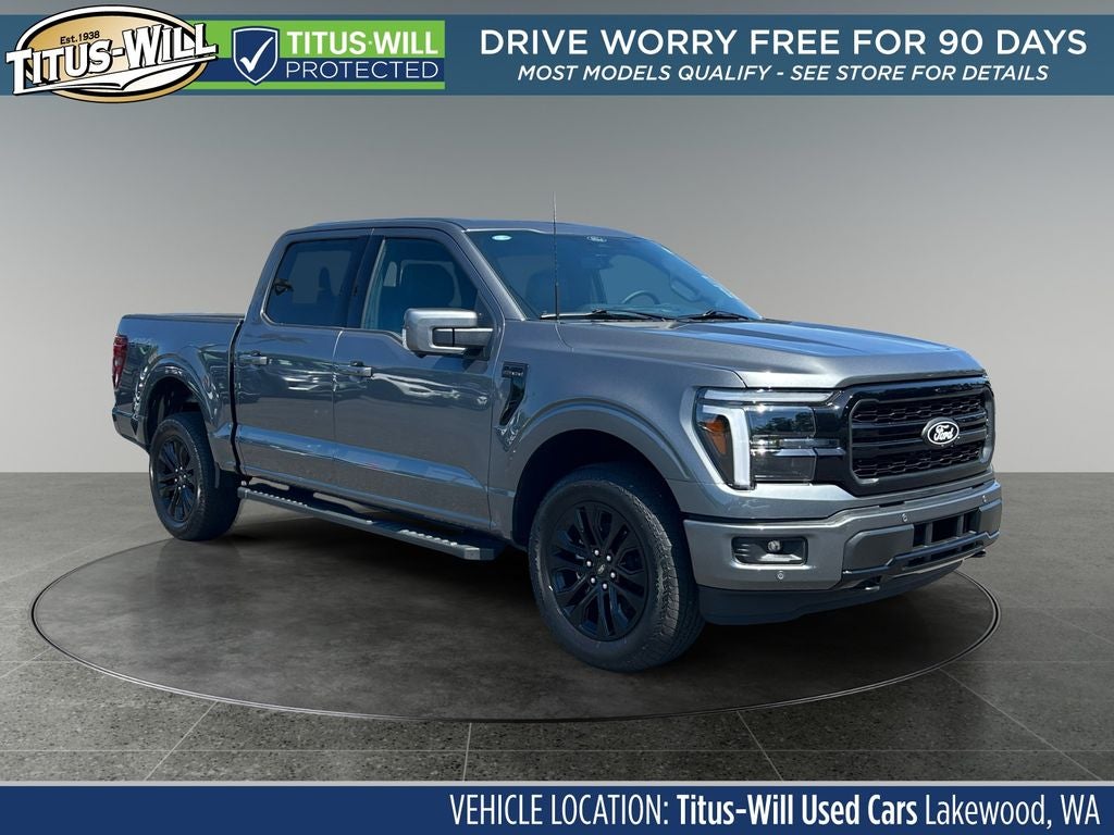 2026 Ford F-150 Lariat in Grey — front three-quarter view