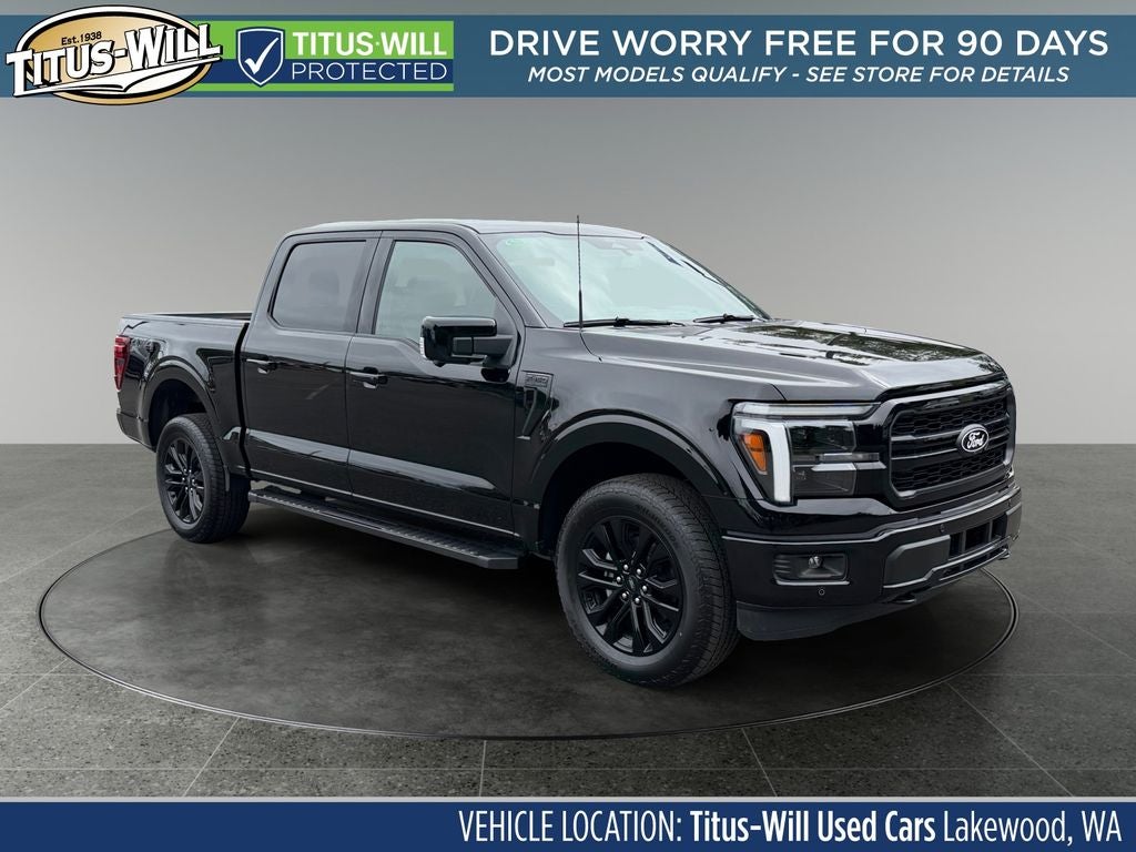 2026 Ford F-150 Lariat in Black — front three-quarter view