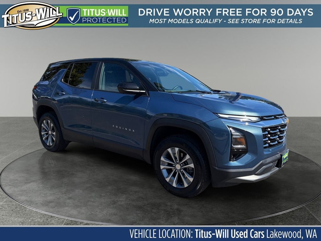 2025 Chevrolet Equinox LT in Lakeshore Blue — front three-quarter view