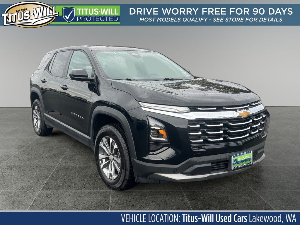 2026 Chevrolet Equinox LT in Black Metallic — front three-quarter view