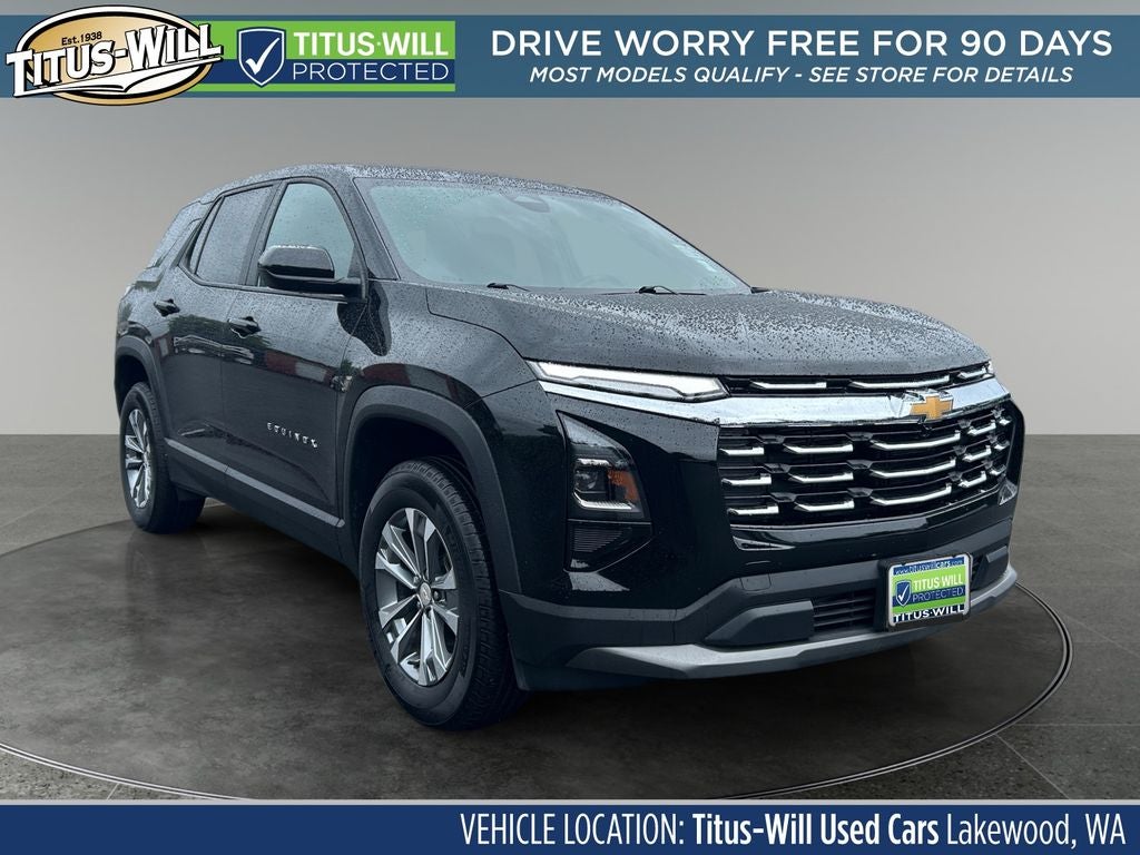 2025 Chevrolet Equinox LT in Black Metallic — front three-quarter view