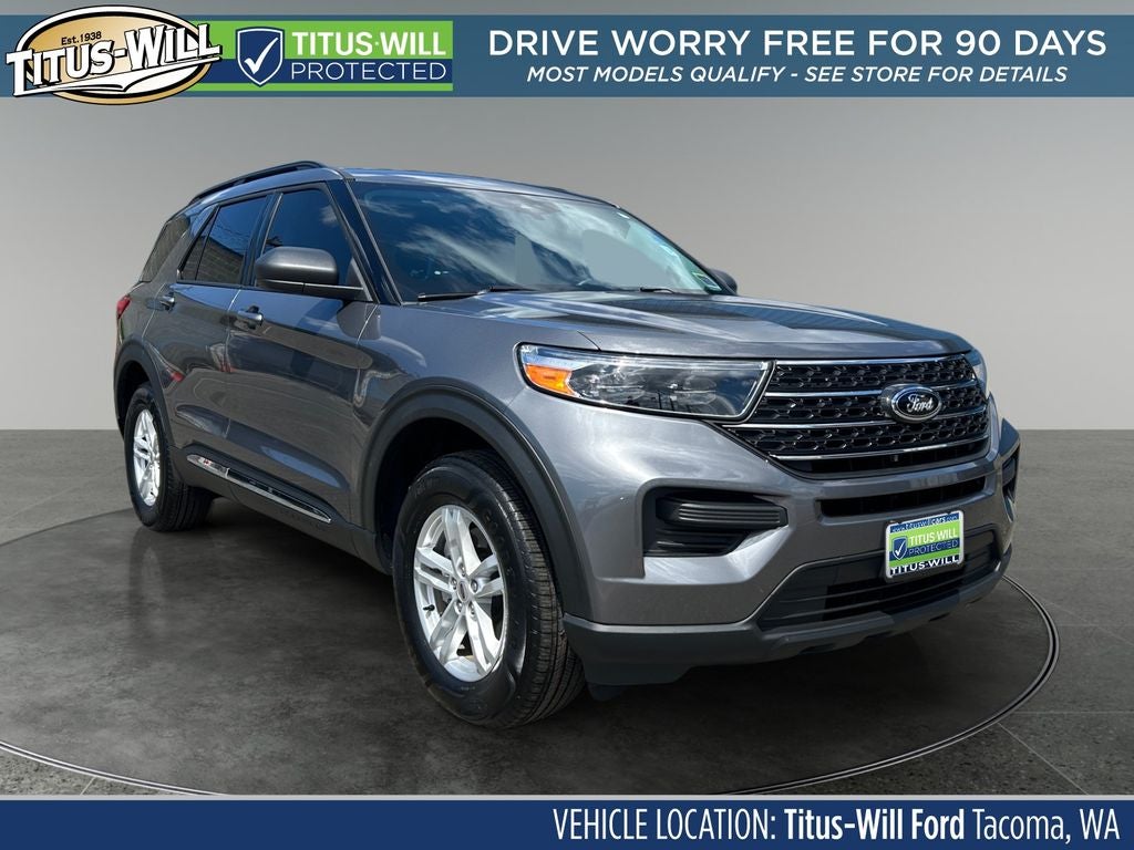 2022 Ford Explorer XLT in Gray Metallic — front three-quarter view