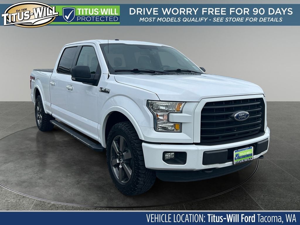 2016 Ford F-150 XLT in Oxford White — front three-quarter view
