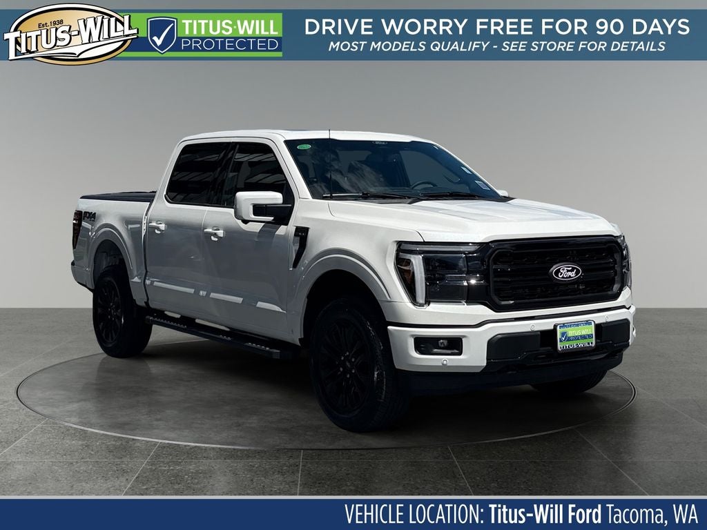 2026 Ford F-150 Lariat in Pearl White — front three-quarter view