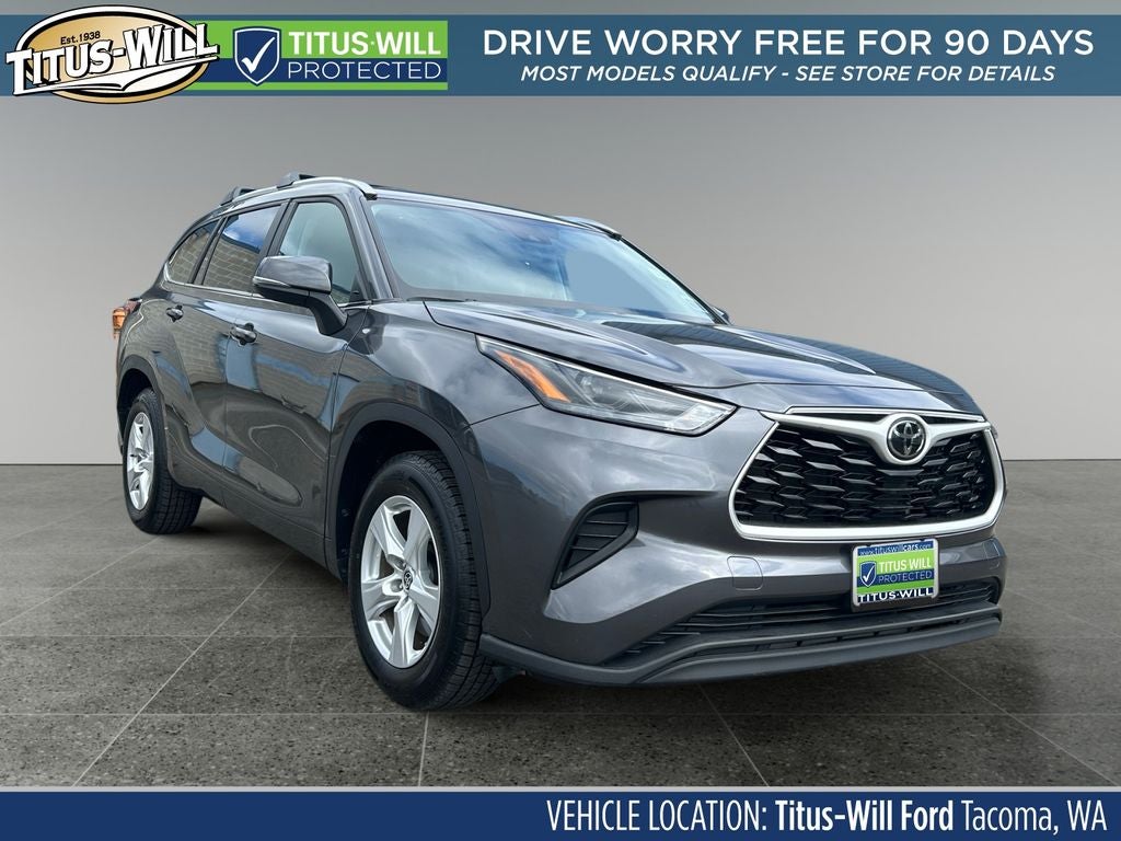 2023 Toyota Highlander L in Magnetic Gray Metallic — front three-quarter view