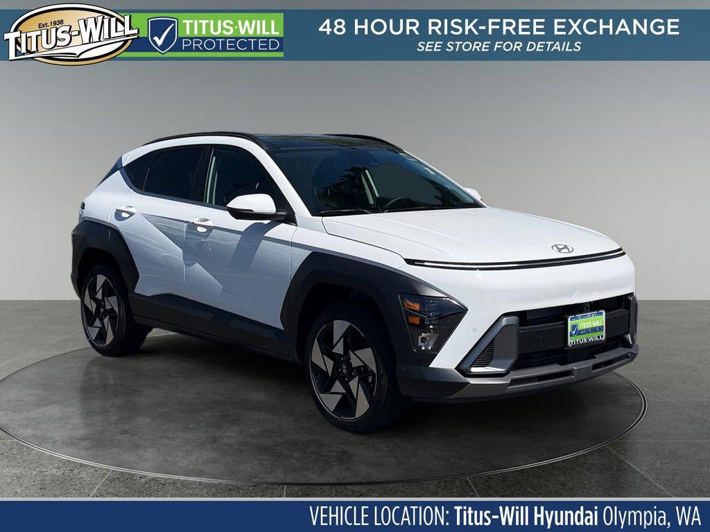 2026 Hyundai KONA Limited AWD in Atlas White — front three-quarter view