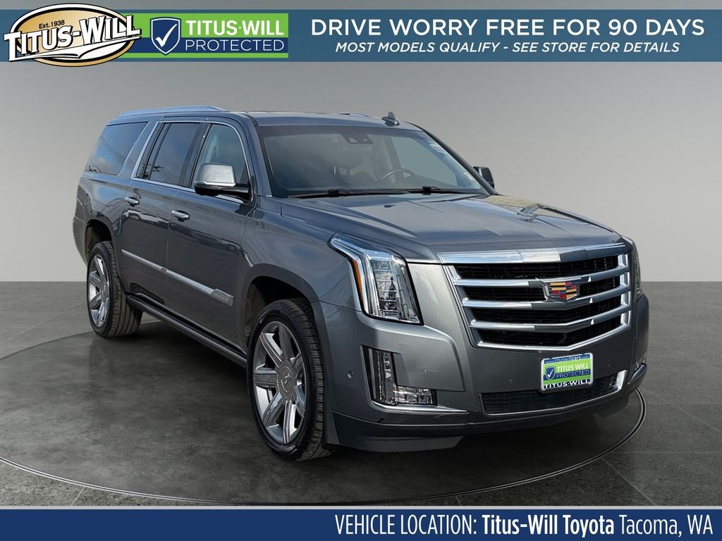 2019 Cadillac Escalade ESV Premium 1 OWNER in Satin Steel Metallic — front three-quarter view