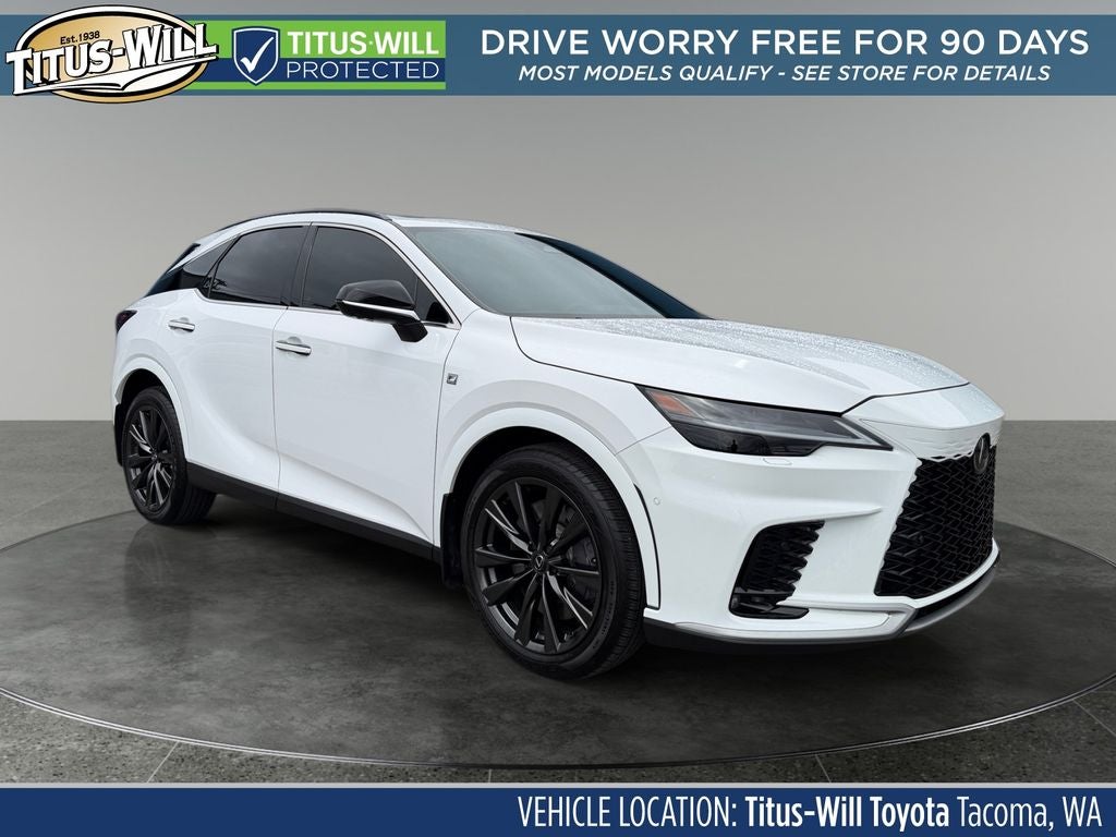 2024 Lexus RX 350 F Sport Handling in Ultra White — front three-quarter view