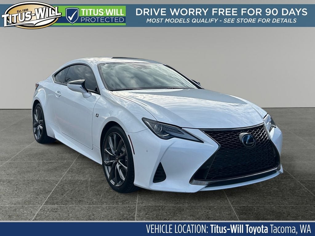 2019 Lexus RC 300 in Ultra White — front three-quarter view