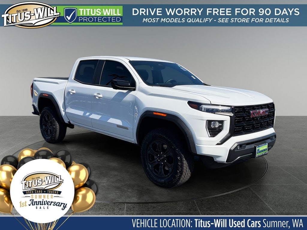 2025 GMC Canyon Elevation in Summit White — front three-quarter view